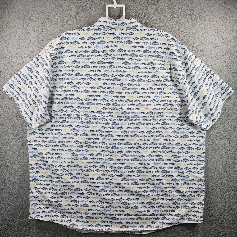 NEW Roundtree & Yorke Performance Shirt Men 3XT Short Sleeve Fishes Print White - Picture 6 of 10